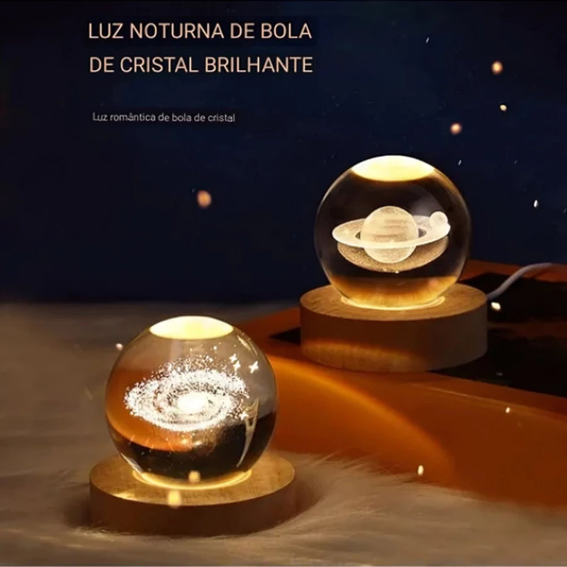 Luminária Cristal 3D Galáxia PROMOÇÃO RELÂMPAGO!