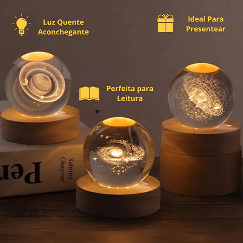 Luminária Cristal 3D Galáxia PROMOÇÃO RELÂMPAGO!