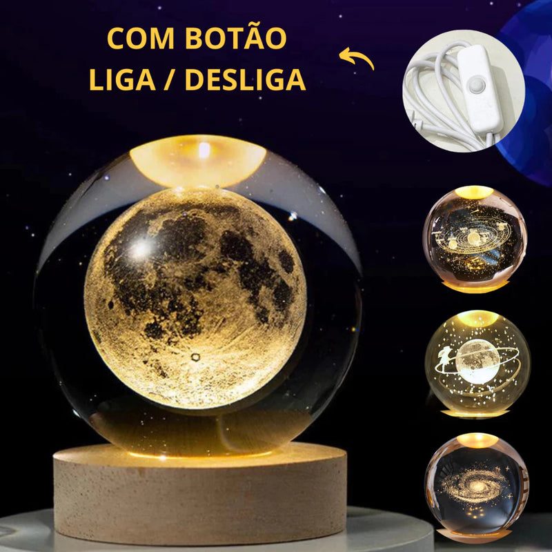 Luminária Cristal 3D Galáxia PROMOÇÃO RELÂMPAGO!